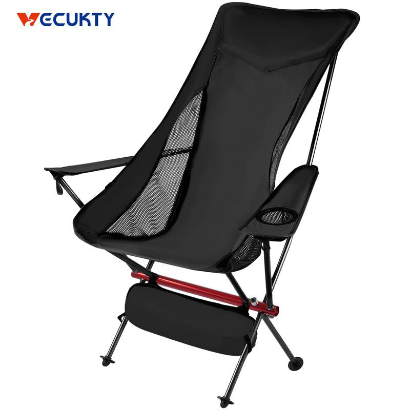 VECUKTY Ultralight High Back Camping Chair, Lightweight Folding Chairs with Headrest, Portable Compact for Outdoor Camp, Hiking, Picnic, Backpacking,Black,Holds up to 330 LB/150 KG Camp Chair