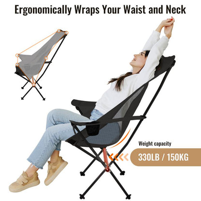 VECUKTY Ultralight High Back Camping Chair, Lightweight Folding Chairs with Headrest, Portable Compact for Outdoor Camp, Hiking, Picnic, Backpacking,Black,Holds up to 330 LB/150 KG Camp Chair