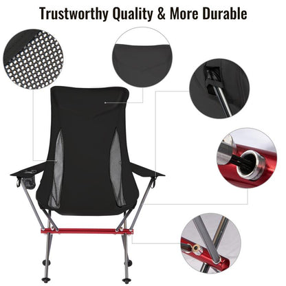 VECUKTY Ultralight High Back Camping Chair, Lightweight Folding Chairs with Headrest, Portable Compact for Outdoor Camp, Hiking, Picnic, Backpacking,Black,Holds up to 330 LB/150 KG Camp Chair