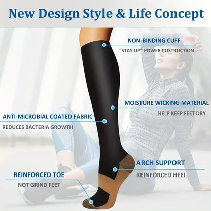 Unisex Compression Stocking, 6 Counts/Set Elastic Sports Sock for Running Soccer Basketball, Sports Accessories, Boyfriend Gift, Christmas Gift