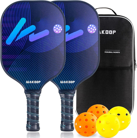 Pickleball Paddles Set of 2 Pickleball Paddles Kit Lightweight Pickleball Rackets Set with Carrying Case & 4 Balls Pickleball Equipment