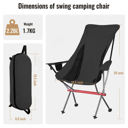 VECUKTY Ultralight High Back Camping Chair, Lightweight Folding Chairs with Headrest, Portable Compact for Outdoor Camp, Hiking, Picnic, Backpacking,Black,Holds up to 330 LB/150 KG Camp Chair